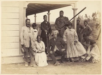 The Great Ngatimaniopoto Chief Wahanaui with Family and Friends at His House in Alexandra, 7 June 1885
